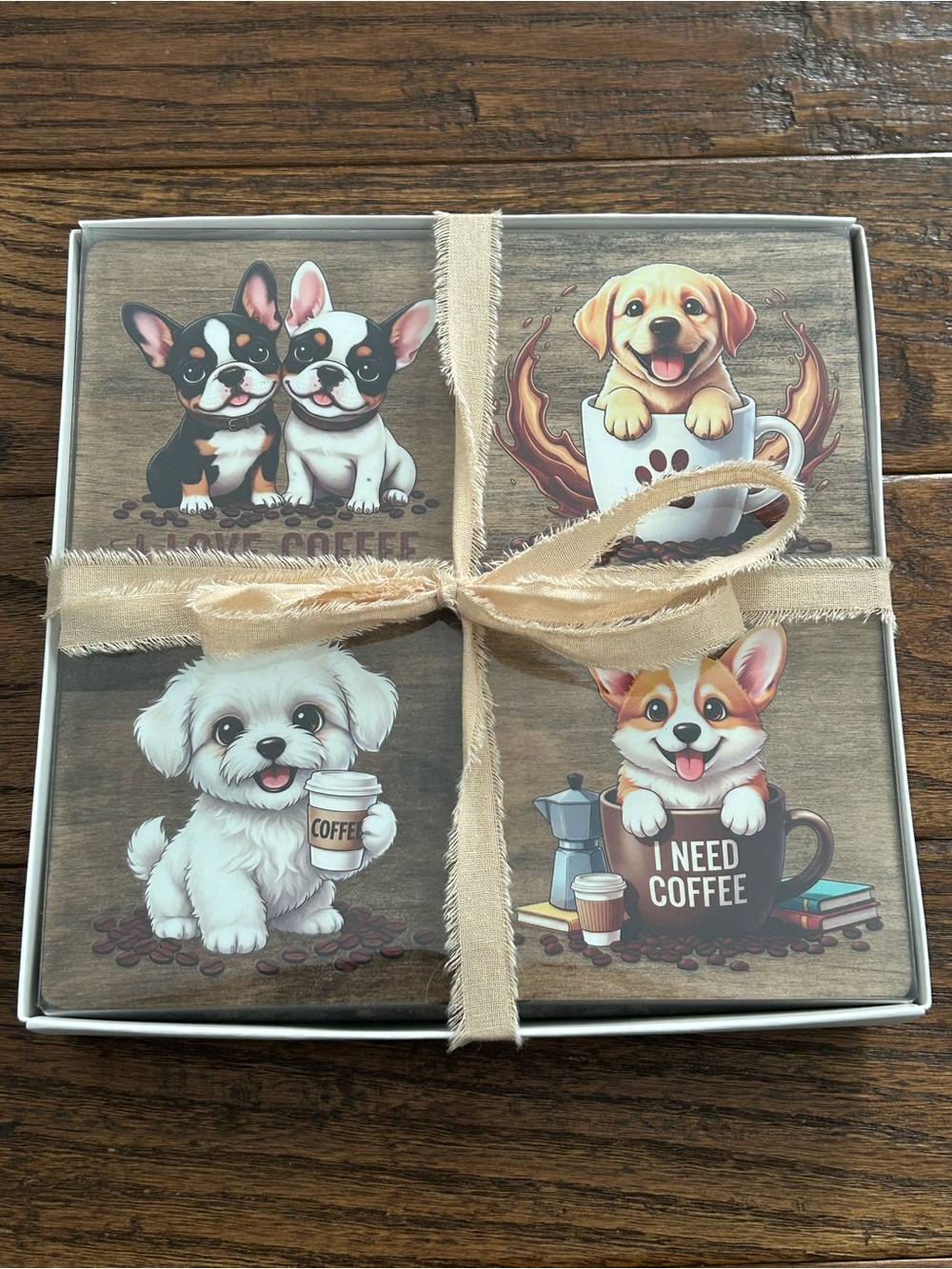 Coaster gift set with dog designs